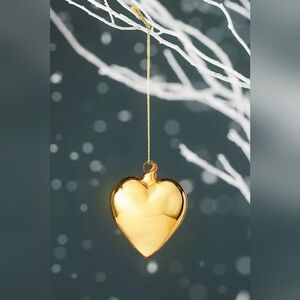 Anthropologie Heart Ornaments Gold and Silver, Set of 6